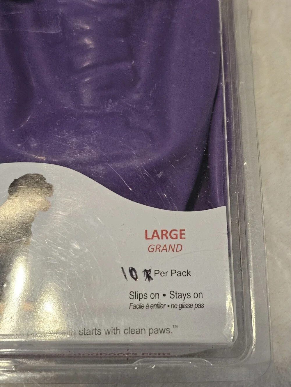Pawz Rubber Dog Boots Large Purple Waterproof Reusable Paw Protectors 10 Pk New